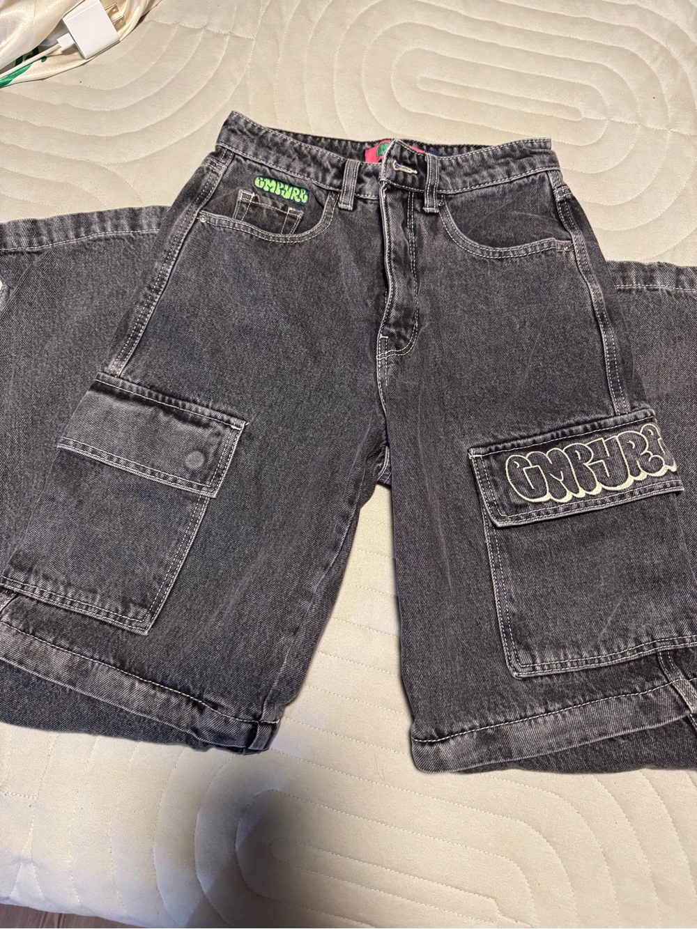 Womens empyre Black Cargo Denim jeans with Patch Branding
